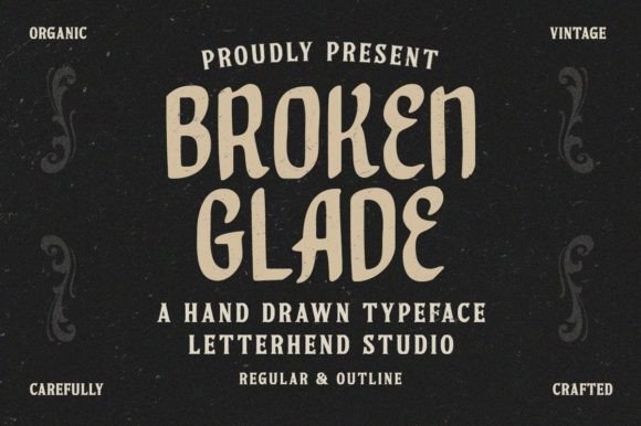 Broken Glade: A Vintage Display Font for Creative Makers